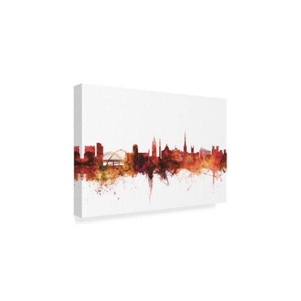 Michael Tompsett 'Newcastle England Skyline Red' Canvas Art,16x24